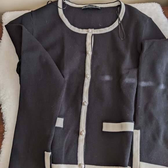ZARA KNIT Cropped Cardigan (Black) Size M - Picture 2 of 2